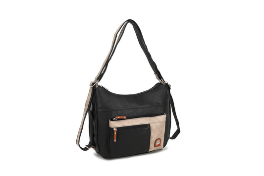 1743-3 GESSY HANDBAG IN BLACK/APRICOT