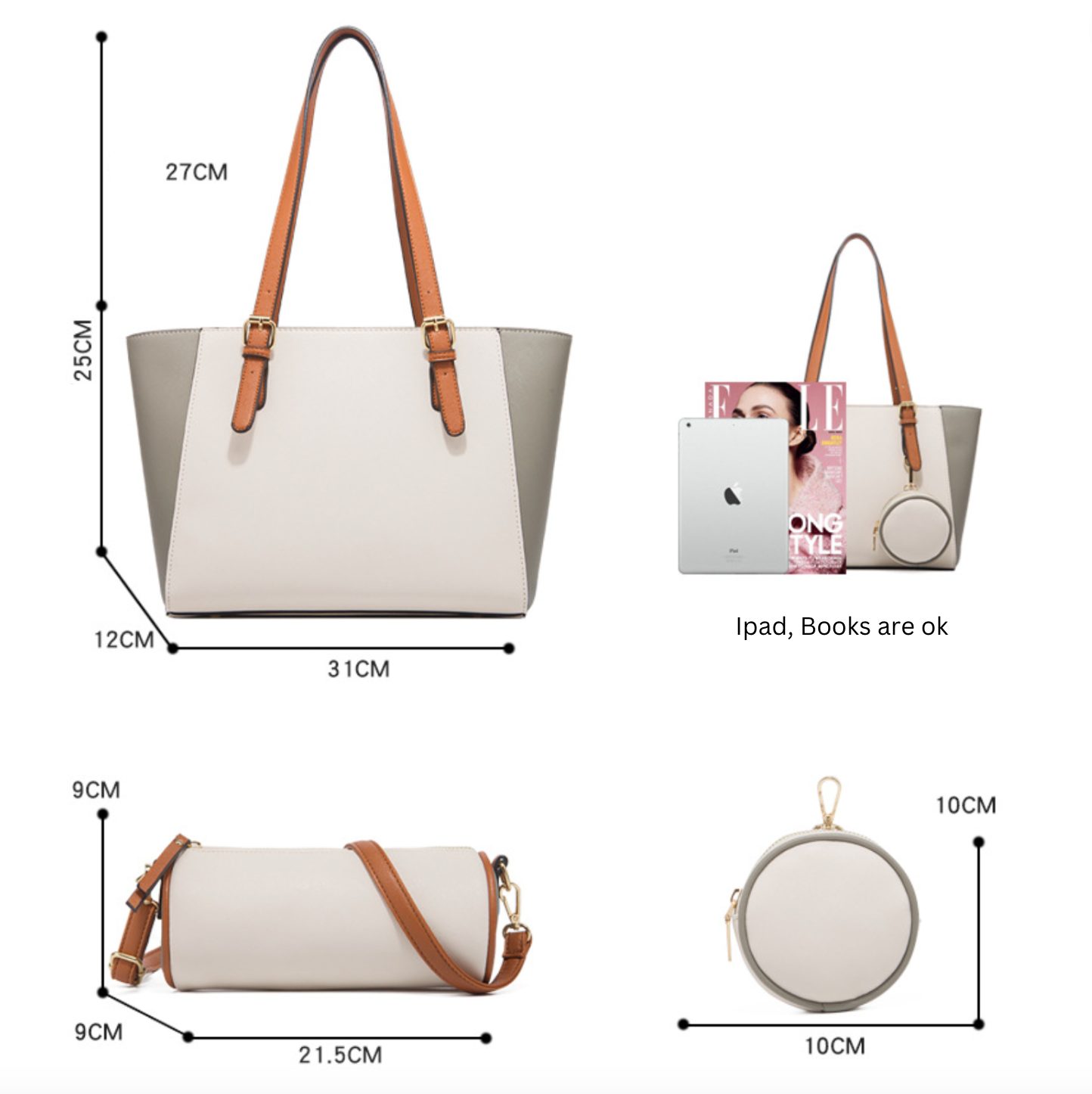 20800 GESSY TOTE HANDBAG IN KHAKI