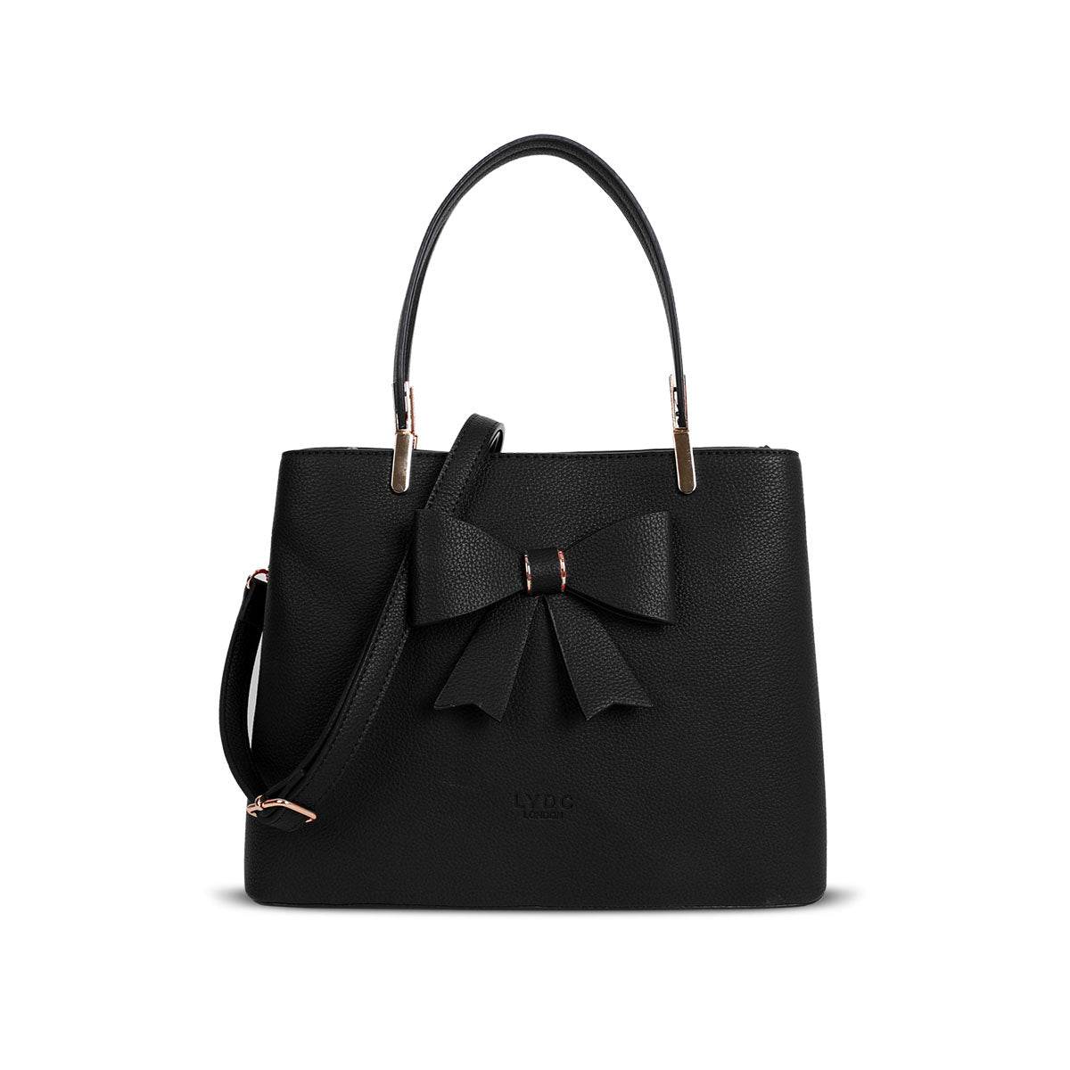 L4798 LYDC  BOW DETAIL TOTE HANDBAG IN BLACK