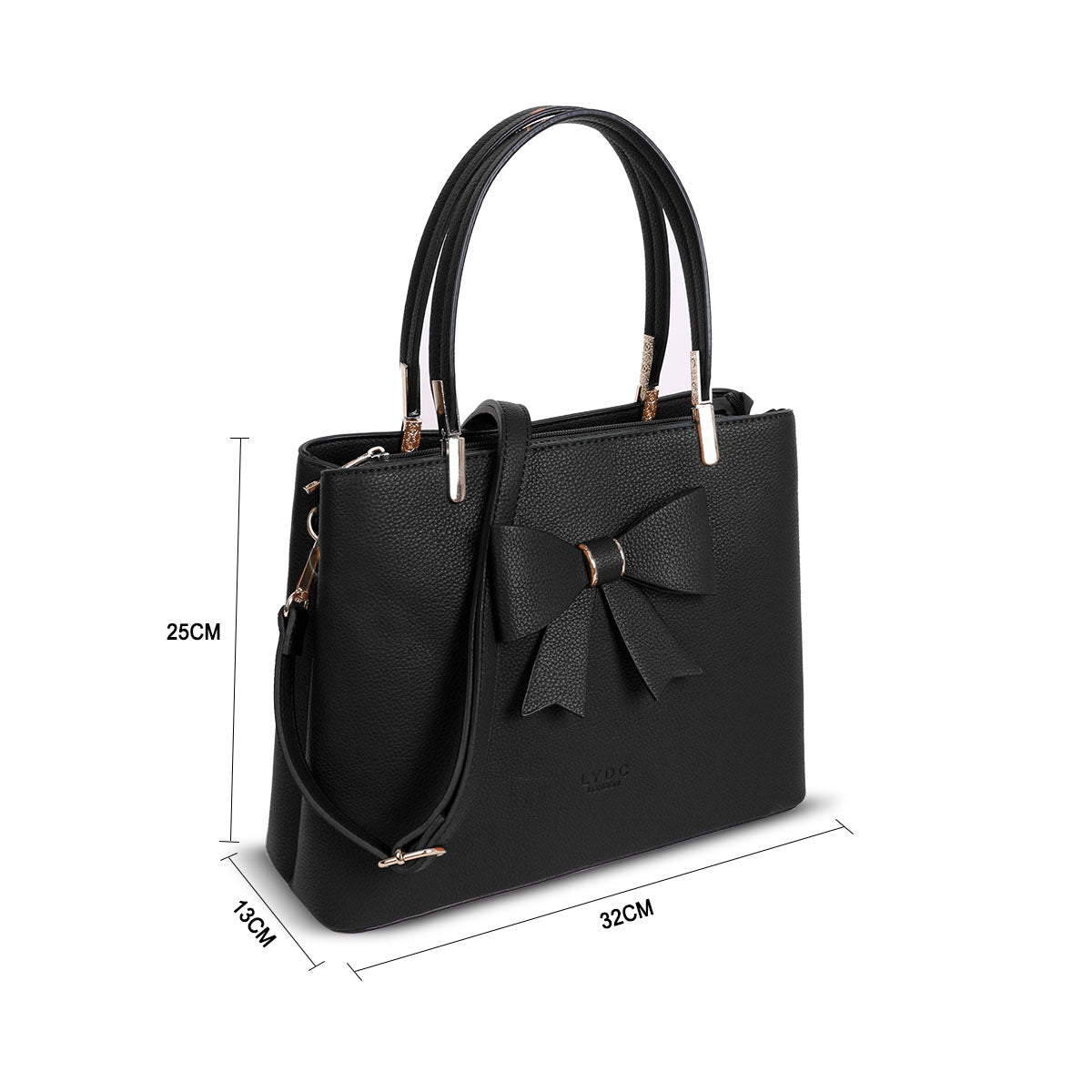 L4798 LYDC  BOW DETAIL TOTE HANDBAG IN BLACK