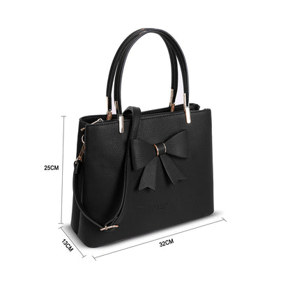 L4798 LYDC  BOW DETAIL TOTE HANDBAG IN BLACK