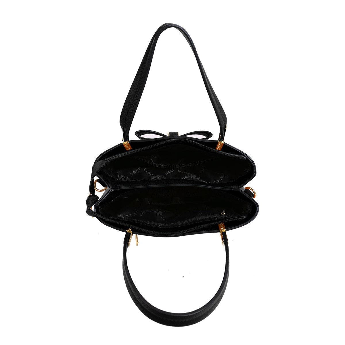 L4798 LYDC  BOW DETAIL TOTE HANDBAG IN BLACK