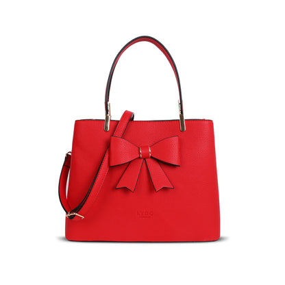 L4798 LYDC  BOW DETAIL TOTE HANDBAG IN RED