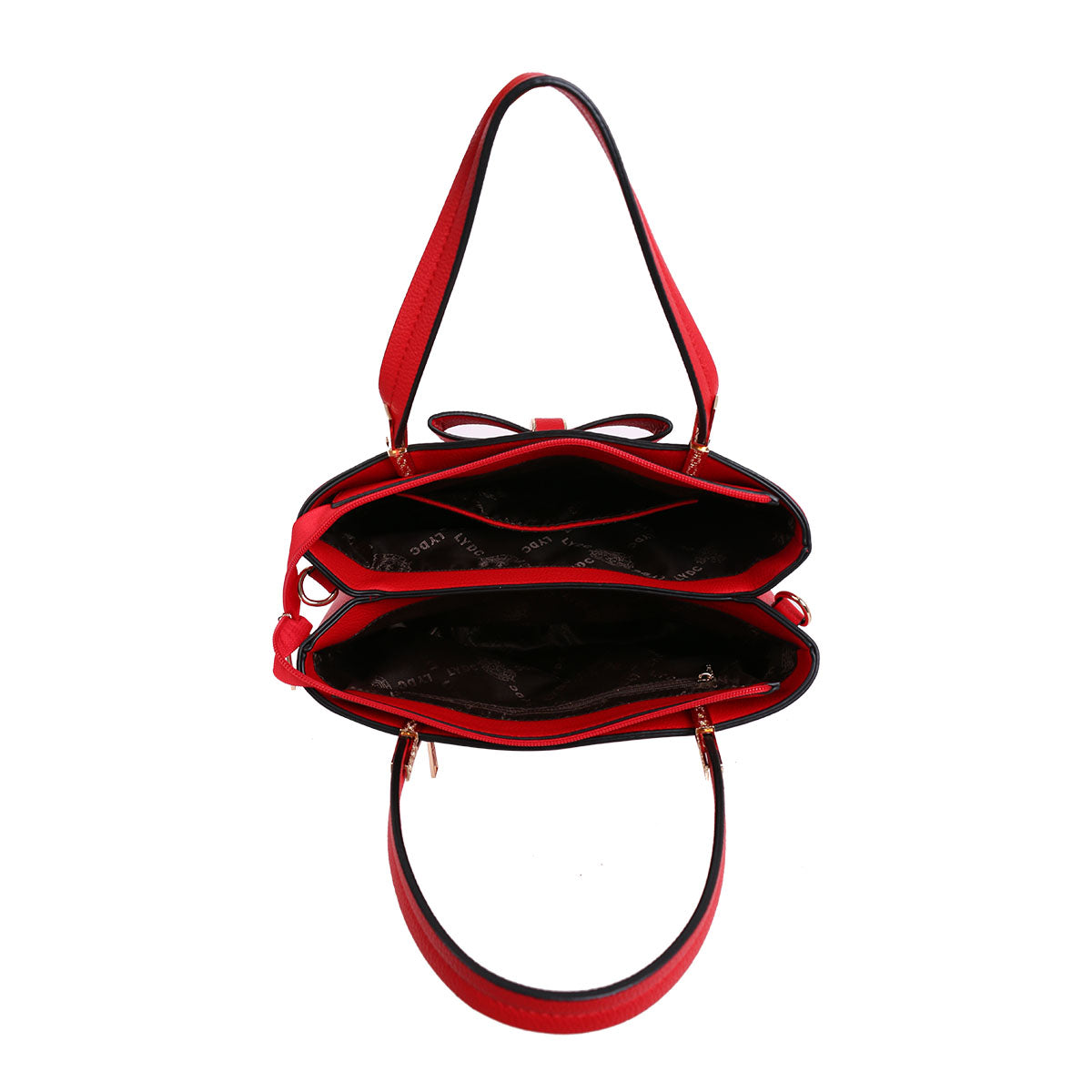 L4798 LYDC  BOW DETAIL TOTE HANDBAG IN RED