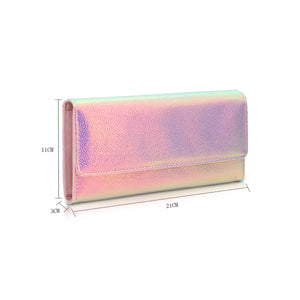 PA222A SOLID METALLIC LONG FOLD PURSE IN PINK