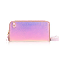 Load image into Gallery viewer, PA268A DOUBLE ZIPS SOLID METALLIC LARGE PURSE WITH STRAP IN PINK