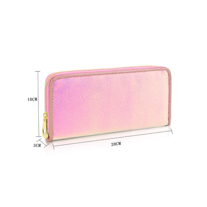 PA450A SINGLE ZIP SOLID METALLIC LONG PURSE IN PINK