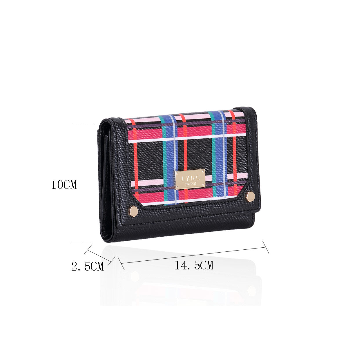 PL393_BK_RD LYDC MULTICOLOUR GEOMETRIC MINI PURSE IN BLACK & RED&YELLOW