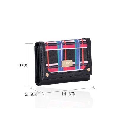 PL393_BK_RD LYDC MULTICOLOUR GEOMETRIC MINI PURSE IN BLACK & RED&YELLOW