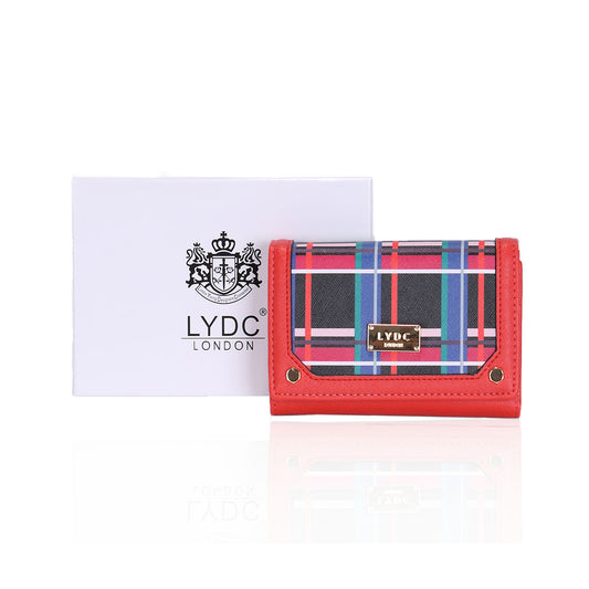 PL393_RD_RD LYDC MULTICOLOUR GEOMETRIC MINI PURSE IN RED