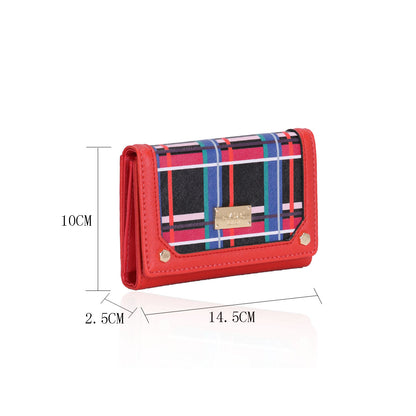 PL393_RD_RD LYDC MULTICOLOUR GEOMETRIC MINI PURSE IN RED