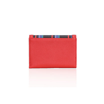 PL393_RD_RD LYDC MULTICOLOUR GEOMETRIC MINI PURSE IN RED