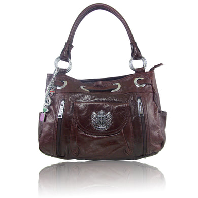 L3201 LYDC Real Leather Handbag In Dark Brown