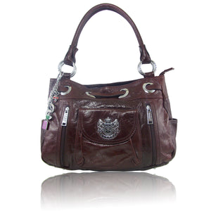 L3201 LYDC Real Leather Handbag In Dark Brown