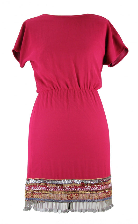 ANNA SMITH Hand beaded short sleeve chiffon dress